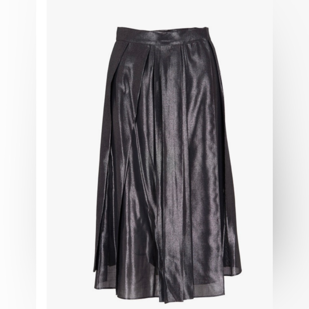 BRUNELLO CUCINELLI
Anthracite Lurex Pleated Midi Skirt NWT 8